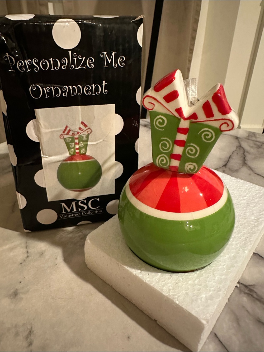 MSC Green and Red Gift-Ball Holiday Ornament